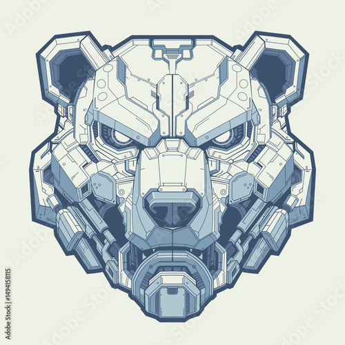 Cybernetic Polar Bear Head Illustration 