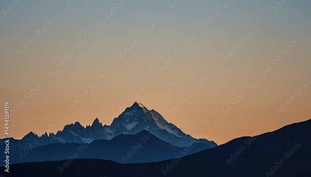 Majestic Snowy Mountain Peak at Sunset. 5 Majestic Snowy Mountain Peak at Sunset. 5