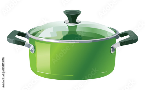green stainless steel pot - vector illustration