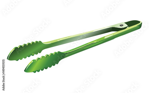 Green Kitchen Tongs Home - Vector Illustration