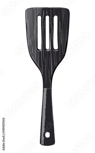 Modern Black Slotted Spatula Kitchen - Vector Illustration