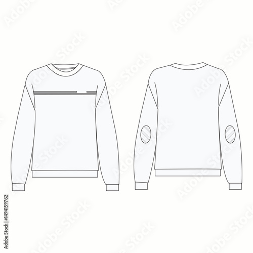 Women's sweatshirt , fashion flat sketch vector illustration, cad, technical drawing, flat drawing, template, mockup.