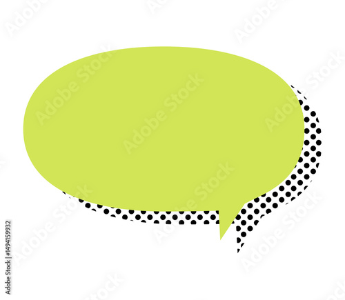 Cartoon green speech bubble doodle sticker, quote message box, blank chat box element, frame border, banner	