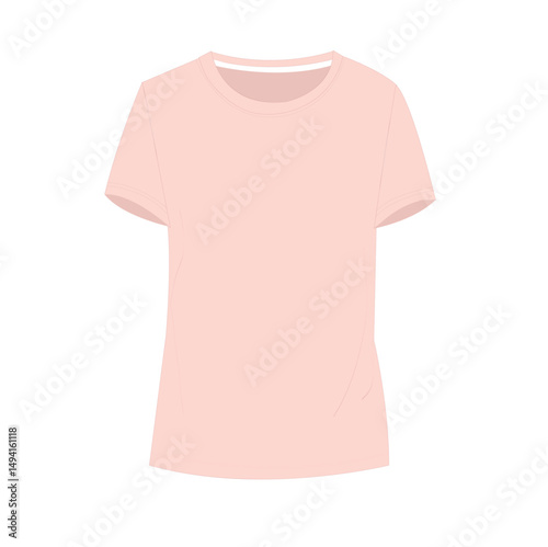 Women's Casual Slim Fit Tight T-Shirts . Short sleeve t shirt technical drawing fashion flat sketch vector illustration template for ladies.