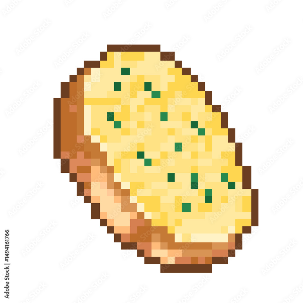 Naklejka premium Pixel art of Garlic bread