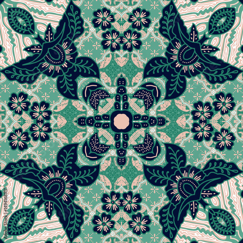Mandala ornament with batik style motif