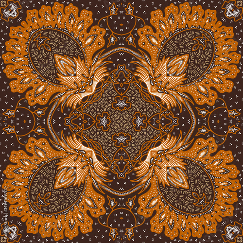 Mandala ornament with batik style motif