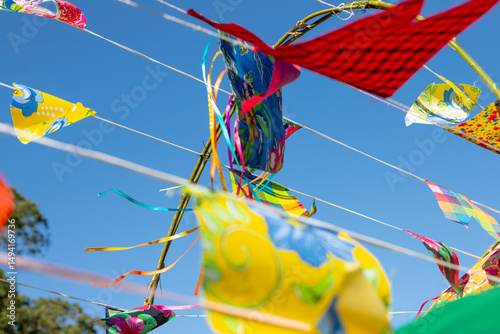decorative flags for the June festival, a very popular festival in Rio de Janeiro.