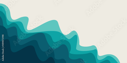 Sea waves layered vector background illustration and sea beach vector illustration.