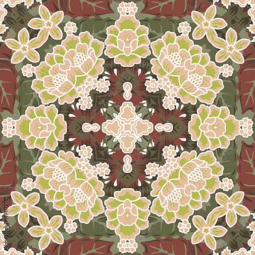 Mandala ornament with batik style motif