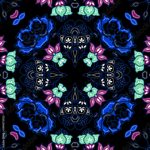 Mandala ornament with batik style motif