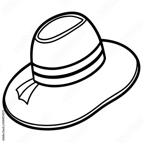 Sun Hat Silhouette Vector – Black on White