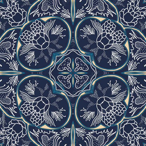 Mandala ornament with batik style motif