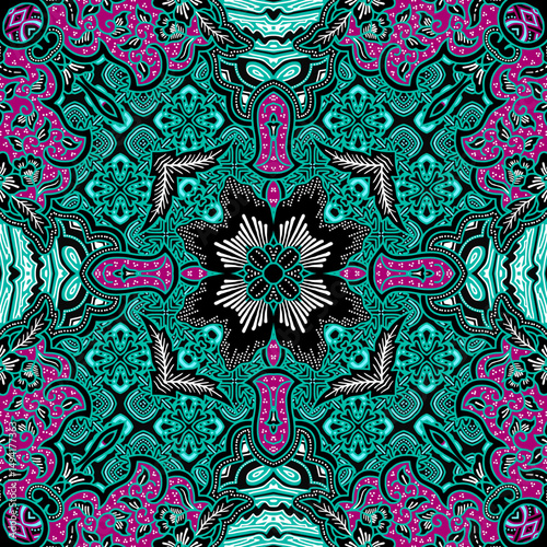 Mandala ornament with batik style motif