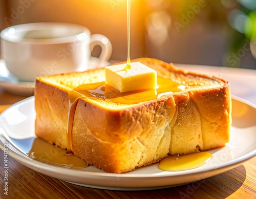 厚切り食パンにバターが溶ける朝のトースト
