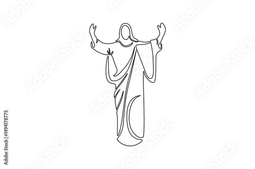 Continuous one line drawing of Jesus christ. Single line drawing illustration of Lord jesus. Happy Ascension Day concept vector art. Doodle line illustration.