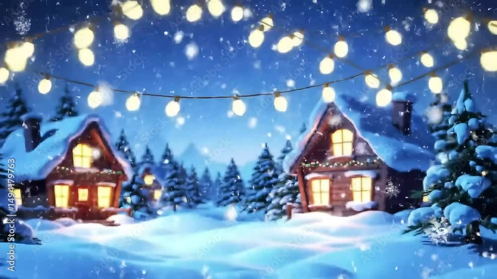 Loopable Winter Christmas Background with Falling Snow and Glowing Lights – Seamless Holiday Animation in 4K Loopable Winter Christmas Background with Falling Snow and Glowing Lights – Seamless Holiday Animation in 4K