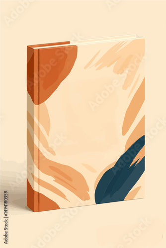 Minimalist Hardcover Book with Terracotta Abstract Cover Design on Beige Background