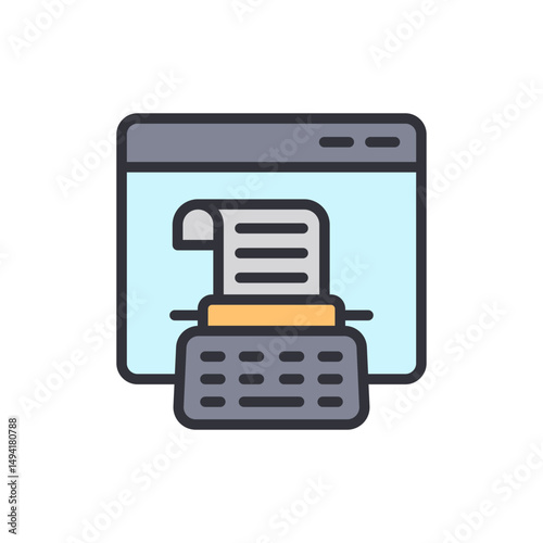 Creative Writing Online Platform Interface With Classic Typewriter Symbol