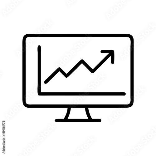 An upward trend graph on the computer screen representing positive progress and growth