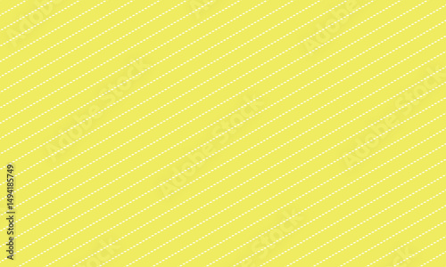黄色い背景の斜めに傾いた細くて白い破線のボーダー模様