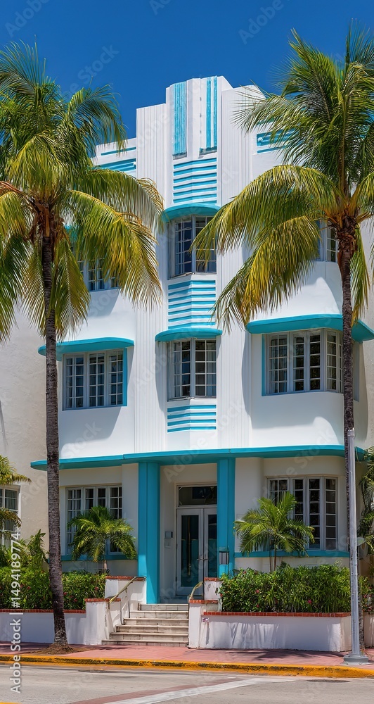 Fototapeta premium Art Deco Building Exterior In Miami