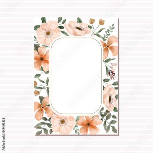 wedding invitation card with yellow floral watercolor