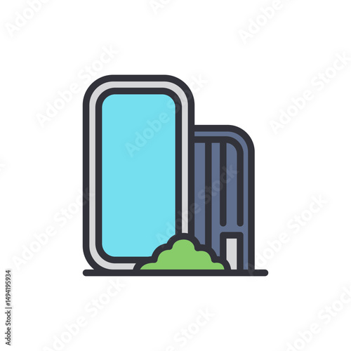 Simplified Cityscape Illustration With Clean Lines And Flat Design