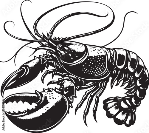 Abstract Lobster Silhouette in Vector Style