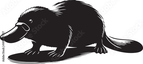 Abstract Platypus Silhouette in Vector Style