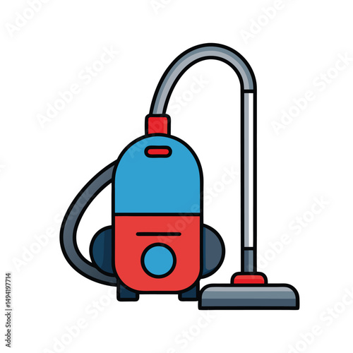 Vacuum Cleaner on White Background – Home Cleaning Appliance Vector Illustration