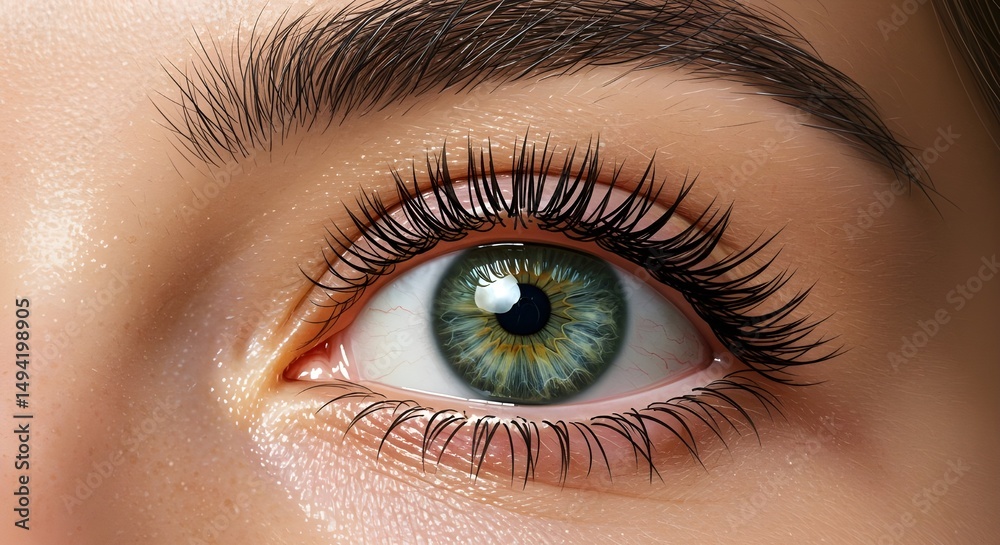 Obraz premium Stunning close-up of vibrant green eye with long eyelashes