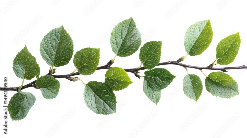 Naklejka premium Vibrant Green Branch with Lush Foliage