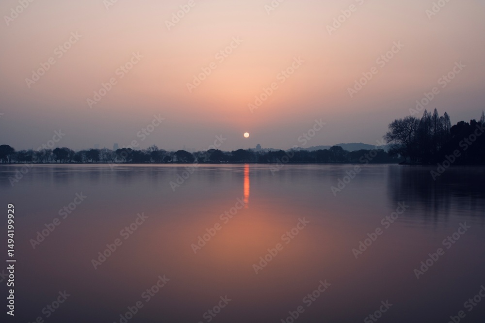 Fototapeta premium sunrise over the lake