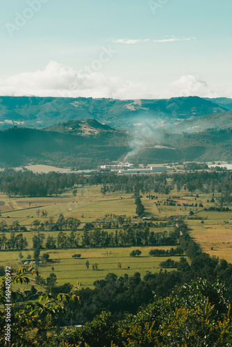 Cundiboyacense landscape Sesquile crops flowers. Colombia photo