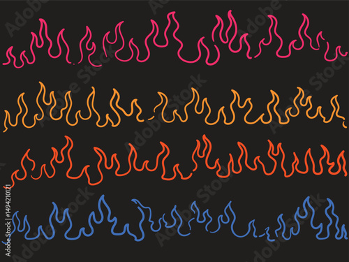 Hand drawn flame, abstract fire line