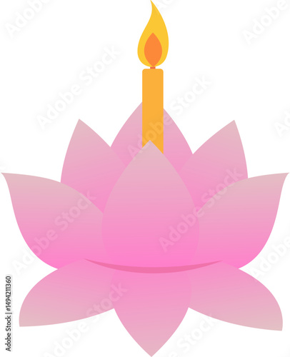 Colorful krathong with flowers and candle