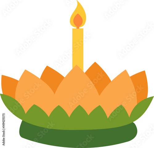 Outline style Loy Krathong festival icon