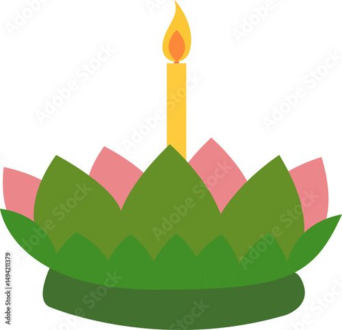 Green leaf krathong illustration