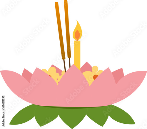 Minimal lotus flower krathong graphic