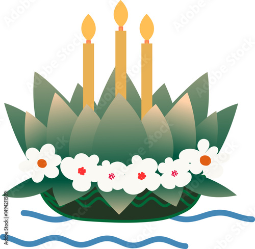 Green leaf krathong illustration