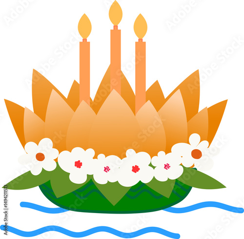 Minimal lotus flower krathong graphic