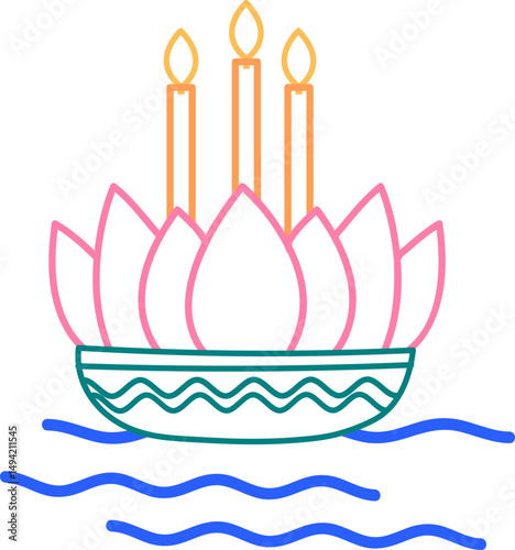 Traditional Thai krathong floating on water