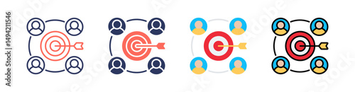 Target Market Multi Style Icon Set Vector 