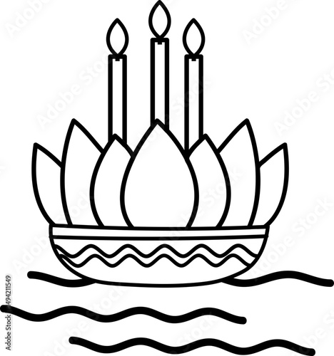Outline style Loy Krathong festival icon