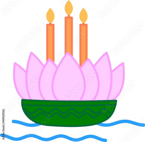 Green leaf krathong illustration