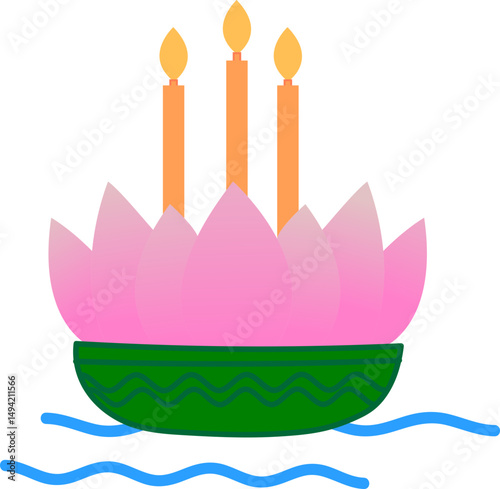 Minimal lotus flower krathong graphic