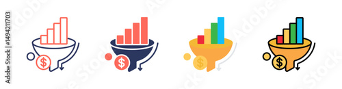 Sales Funnel Multi Style Icon Set Vector 