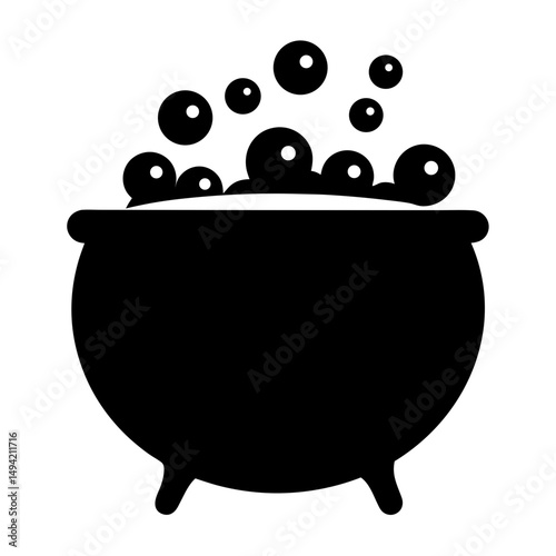 Witches cauldron full of bubbling brew, perfect for Halloween illustrations and graphics