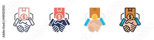 Closing Deal Multi Style Icon Set Vector 